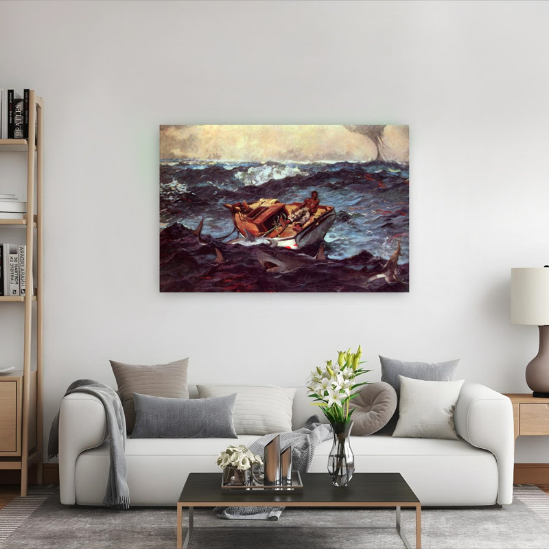 Gulf Stream Classic Abstract Orchid Shark Coastal Ocean Wall Art Print by Winslow Homer - 1 Piece Wrapped Canvas Wall Art