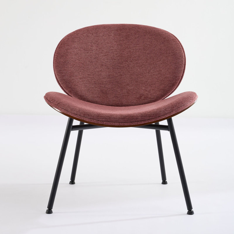 Chaise coquille de style Mid-Century moderne avec dossier confortable et structure stable, Tissu rose