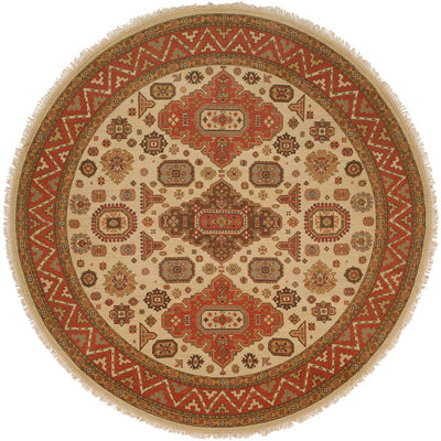 Ivoire en laine tissé à plat à la main de style oriental/Tapis décoratif brun
