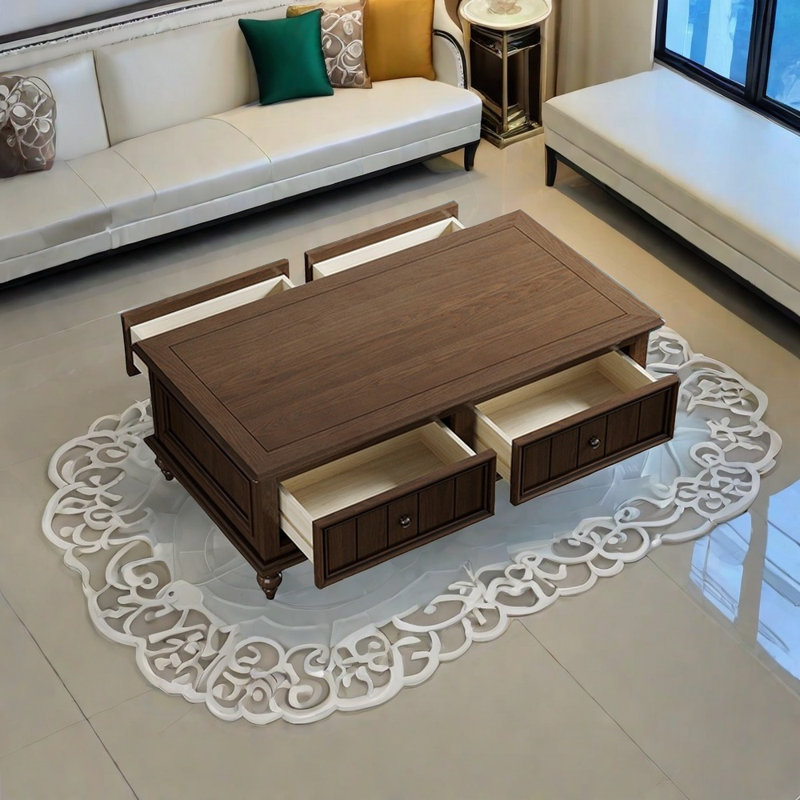 Table basse durable avec structure en bois massif, H 17,95 po x L 51,18 po x l 29,53 po