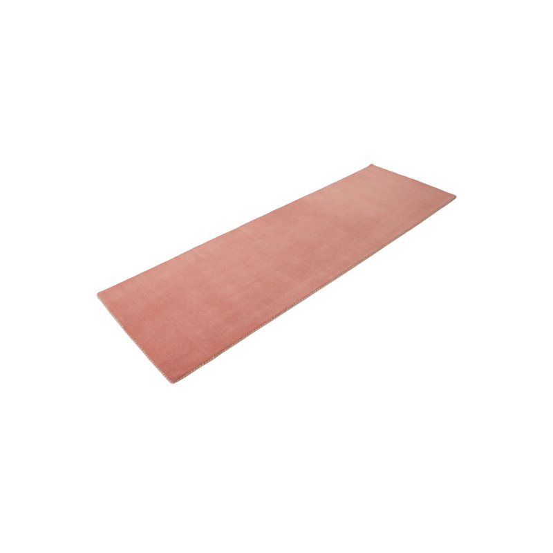Solid Colour Wool Hand Woven Area Rug, Antique pink and pink, Runner 60 x 180cm