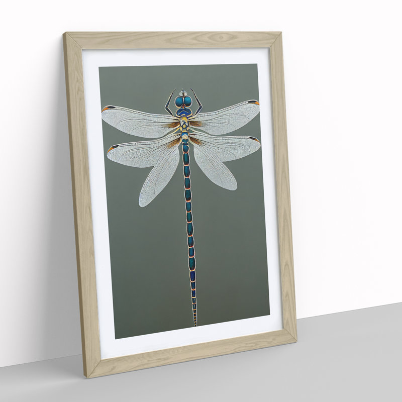 Breathtaking Dragonfly - Single Picture Frame Print, Oak, 64cm H x 46cm W x 2cm D