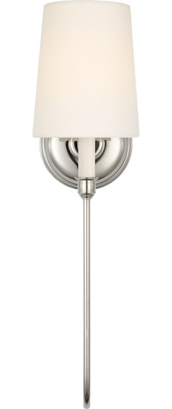 Vendome 21" Deep Arm Cordless Sconce with Linen Shade, Polished Nickel