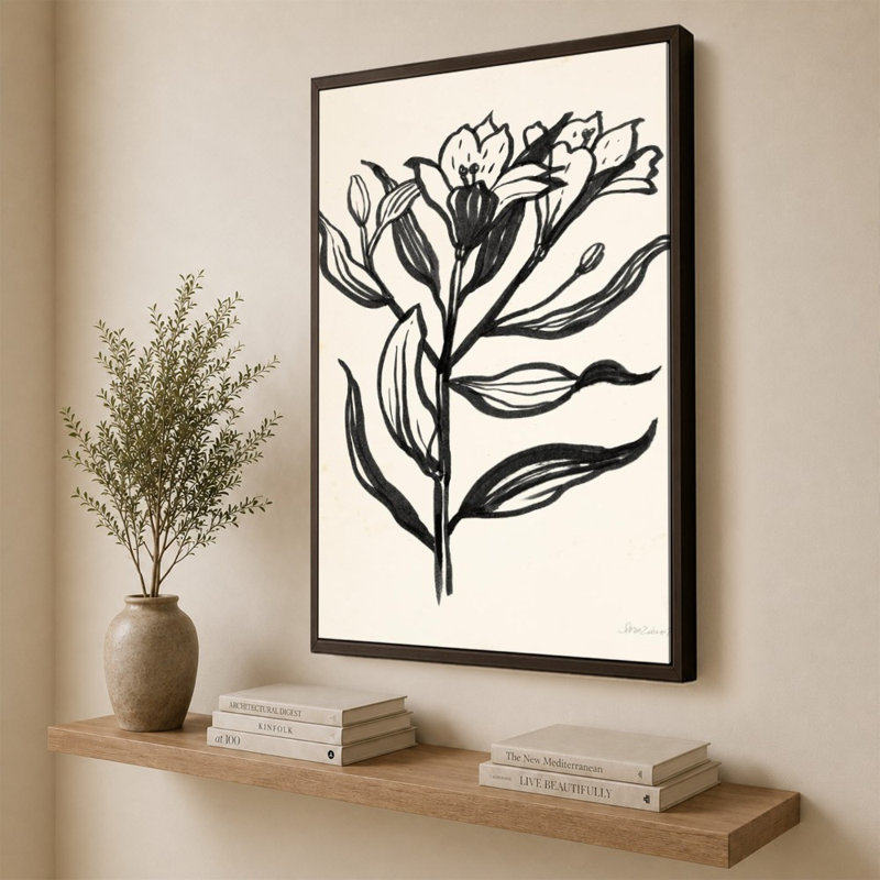 «Ink Flower I Cream» par Sara Zieve Miller - Impression sur toile