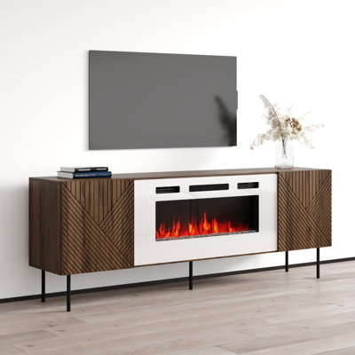 Birriel TV Stand for TVs up to 85"" with Electric Fireplace Included -  Wade LoganÂ®, 794B8747D11642A4B51CB8A06A5B0685