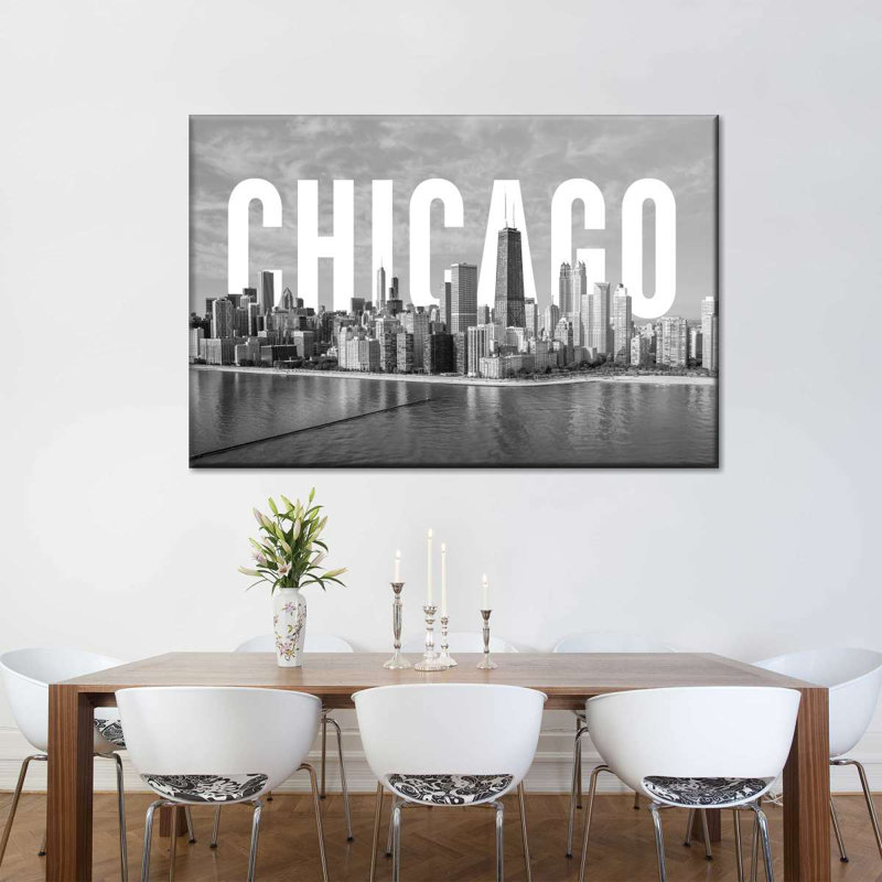 Monochromatic Chicago Canvas Print, 8" H x 12" W x 1" D