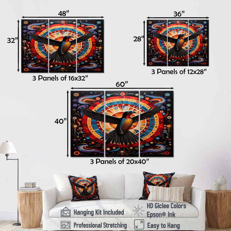 Charleena - ensemble d'impressions murales d'aigle, Toile tendue, H 40 po x l 60 po x P 1 po