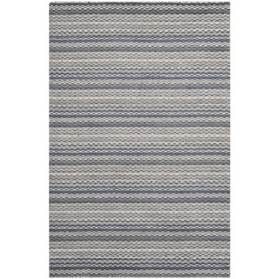 Tapis bleu / gris en laine Archer