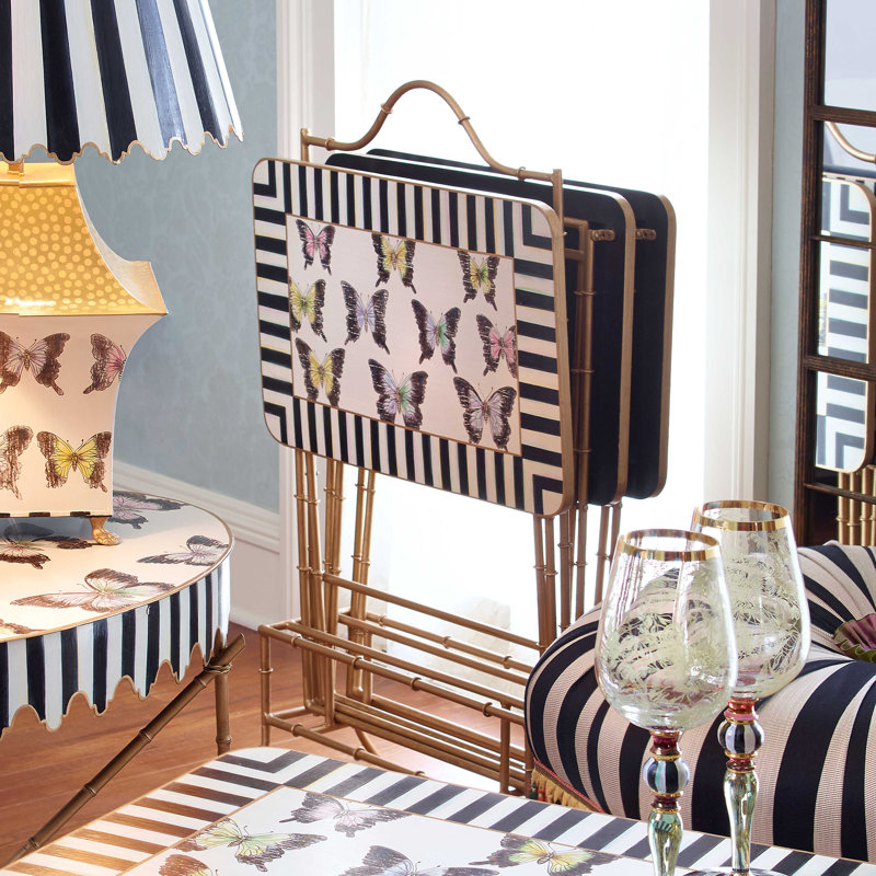 Courtly Stripe Hand-Painted Butterfly Collection Tray Set