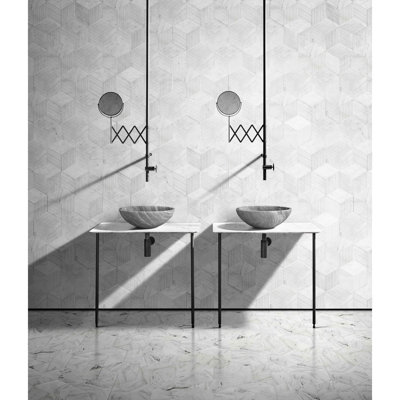Lavabo de salle de bain en marbre naturel gris, 15,7 po x 5,9 po, construction solide, vasque facile à installer - fini à la main, matériau, veines uniques
