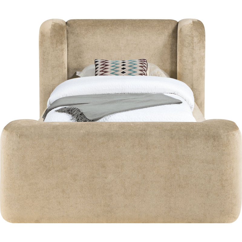 Modena Jadeth Chenille Fabric Bed, Beige Chenille Fabric, Twin