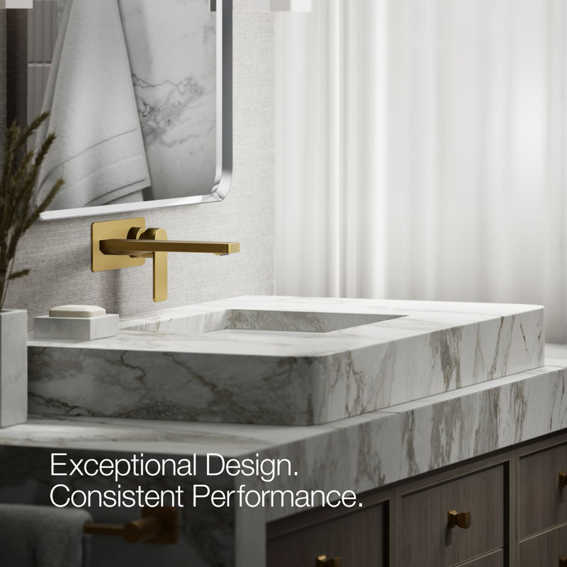 Parallel Wall-Mount Single-Handle Bathroom Sink Faucet, Vibrant Brushed Moderne Brass