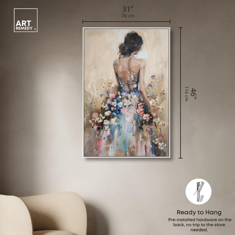 «Dress in Spring Bloom» par Art Remedy, Cadre blanc, H 46 po x l 31 po