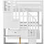 Full-size loft bed with desk and shelves, two built-in drawers, and storage staircase-121110389