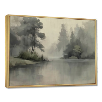 «Morning Fog Pine Tree Mountain Trail», reproduction d'art sur toile, paysage gris