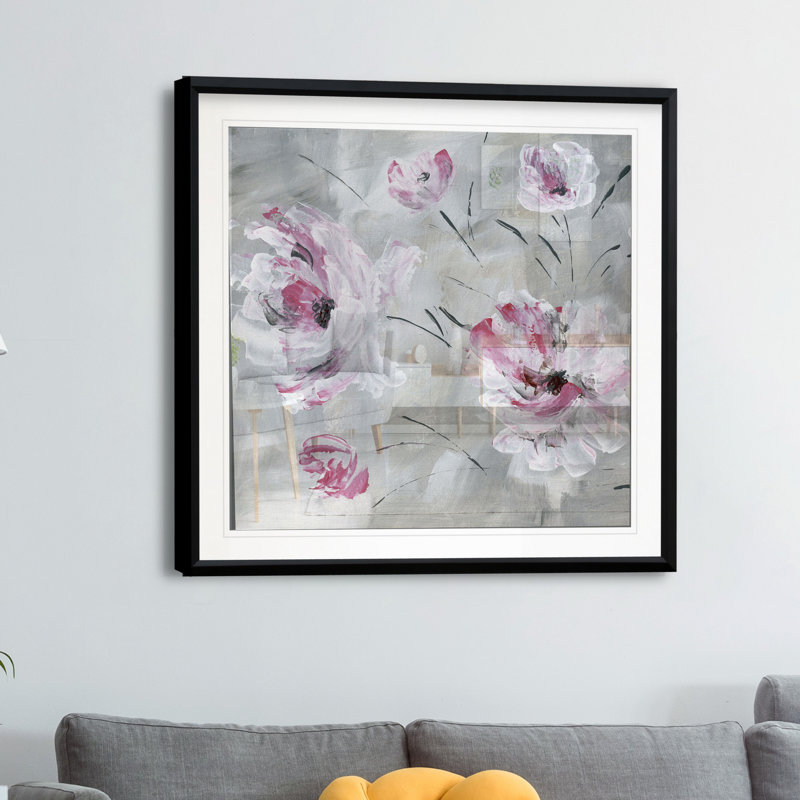«Blush Bloom I», reproduction d'art encadrée, H 30,5 po x l 30,5 po x P 1,5 po, Cadre plastique noir