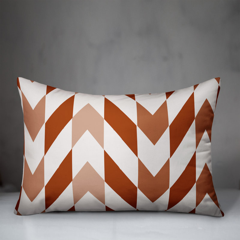  Coussin intérieur / extérieur géométrique, Orange / Rouge
