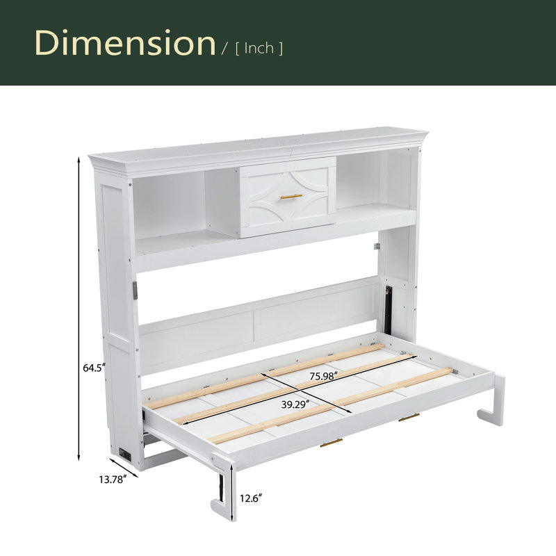 Lit escamotable simple avec station de charge et tiroir