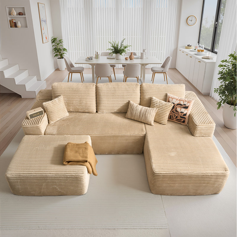 Seren Boneless 106" Modular L-shaped Sectional Sofa With Ottoman, No-assembly Cloud Couch, Boneless Design For Modern Living