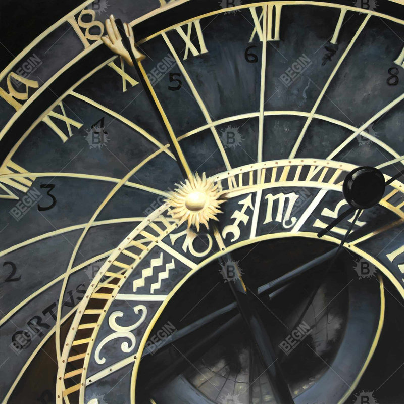 Toile encadrée avec horloge astrologique | Astronomie, décoration intérieure