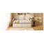 Lit de jour simple avec couchette et tiroirs de rangement - Structure de canapé-lit en bois capitonné à boutons beige pour chambre d'amis et espace de vie-1143594478