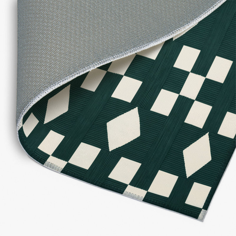 Tapis d'intérieur et d'extérieur à carreaux vert, Rectangulaire 2 pi x 3 pi