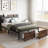 Bed Frame,Storage Headboard With Charging Station And 2 Drawers,Solid And Stable,Noise Free,No Box Spring Needed,Easy Assembly,Vintage-334135331