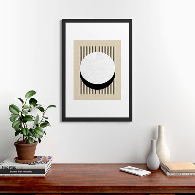 «MoonlightPrint Circle BW Stripes», reproduction d'art encadrée