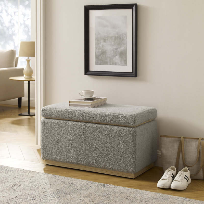 Repose-pieds standard avec rangement Atreju, Naturel, 100 % polyester gris