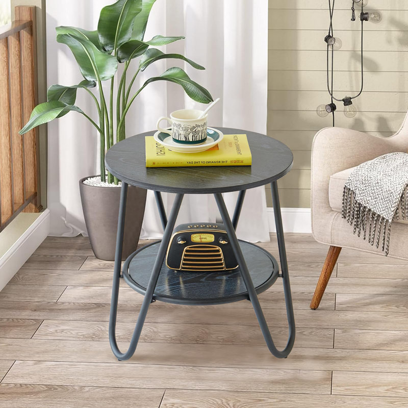 Table d'appoint ronde double épaisseur, Noir