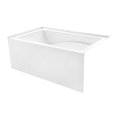 Kingston Brass Aqua Eden 48-Inch Acrylic Rectangular 3-Wall Alcove Tub, Hand Drain and Anti-Skid Surface