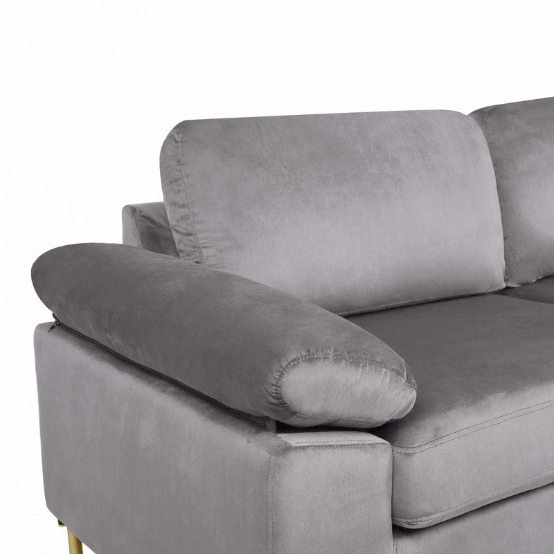 Shannon Velvet Sectional Sofa with Chaise, Gray Velvet