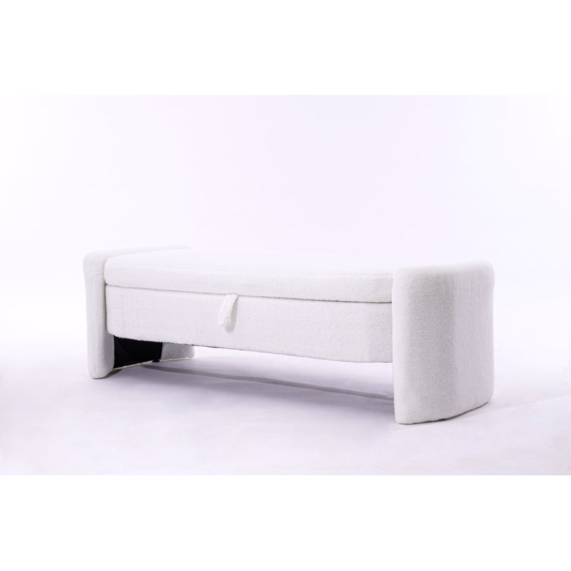 Repose-pieds rectangulaire large de 57 po Mailyn, Tissu beige clair, Beige clair