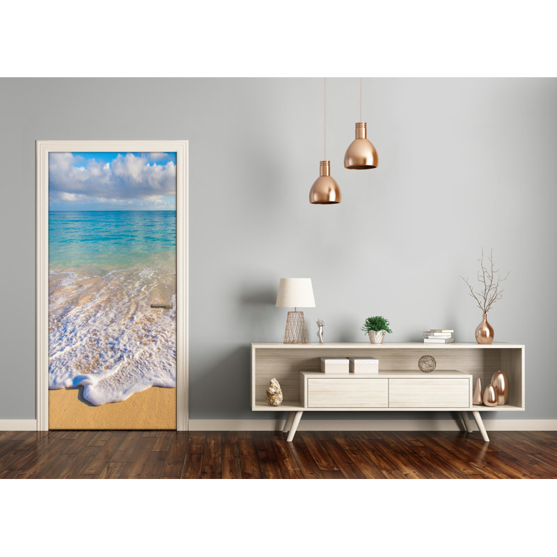 Tropical Beach Door Decal, 205cm H x 95cm W