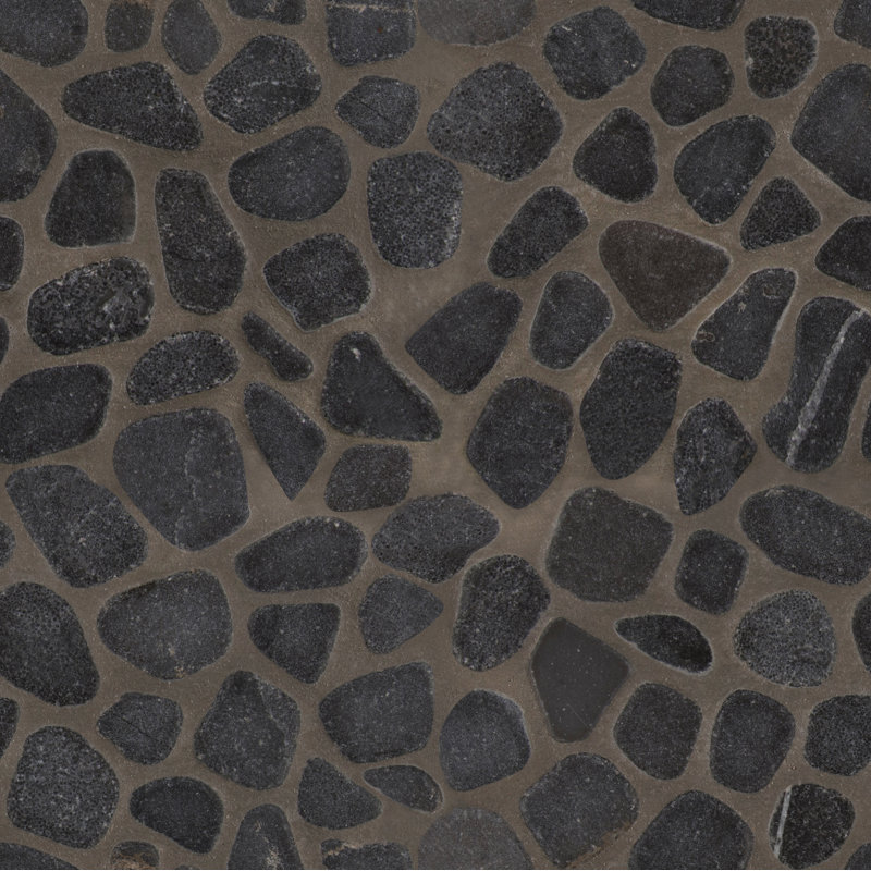 Marvella Pebble 12 in. x 12 in. Natural stone Mosaic Floor and Wall Tile, Obsidian
