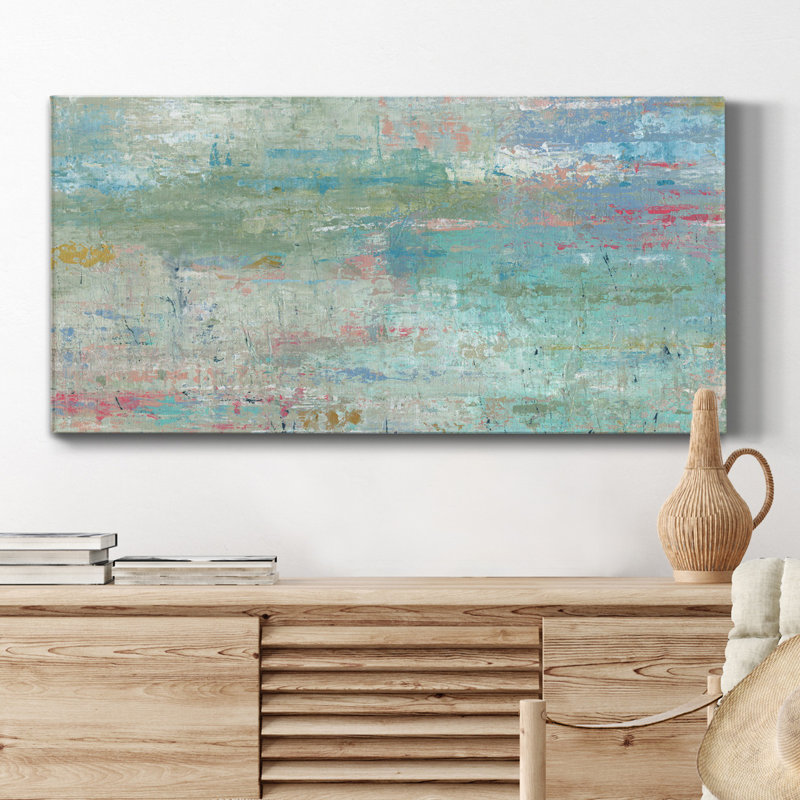 Pastel Watergarden - Toile tendue avec châssis de qualité supérieure - prête à être accrochée, H 40 po x l 20 po x P 1,5 po