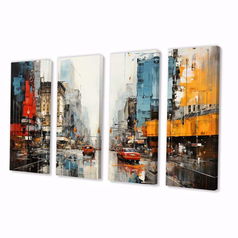 Éclectisme urbain sur toile, reproduction de 4 pièces