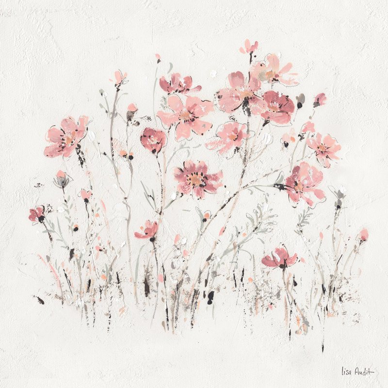 Fleurs sauvages II - rose, H 12 po x l 12 po x P 1,25 po