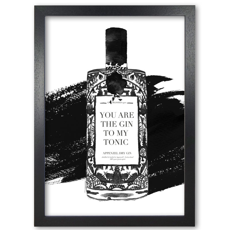 Gin To My Tonic - Single Picture Frame Print, 59.4 cm H x 42 cm W x 5 cm D, Black Grain