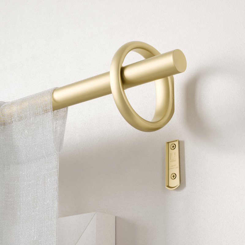  1" Adjustable Single Curtain Rod, Includes Finials, Brackets & Hardware, 42" to 120", Gold