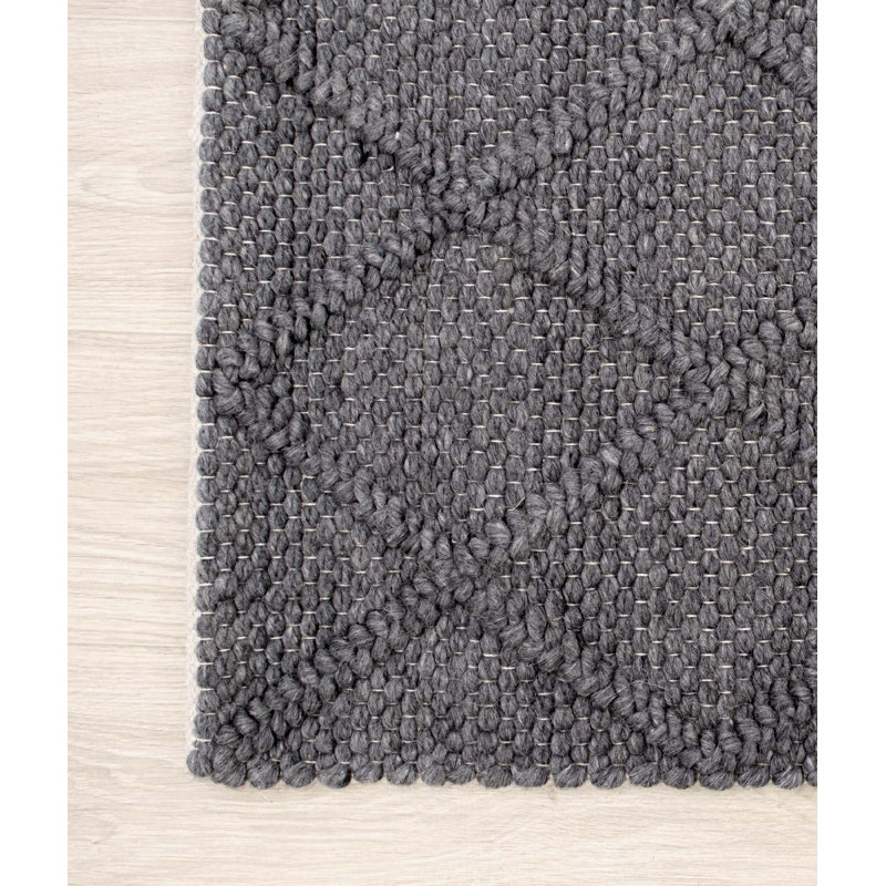 Tapis géométrique rectangulaire en laine tissé à la machine Tahar, Rectangle 4 pi x 5 pi 11 po