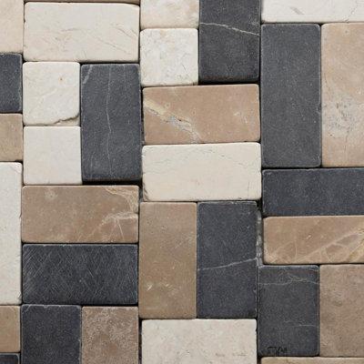 12 x 12 mosaïque mixte blanc, gris et cappuccino - idéale pour les murs et les planchers