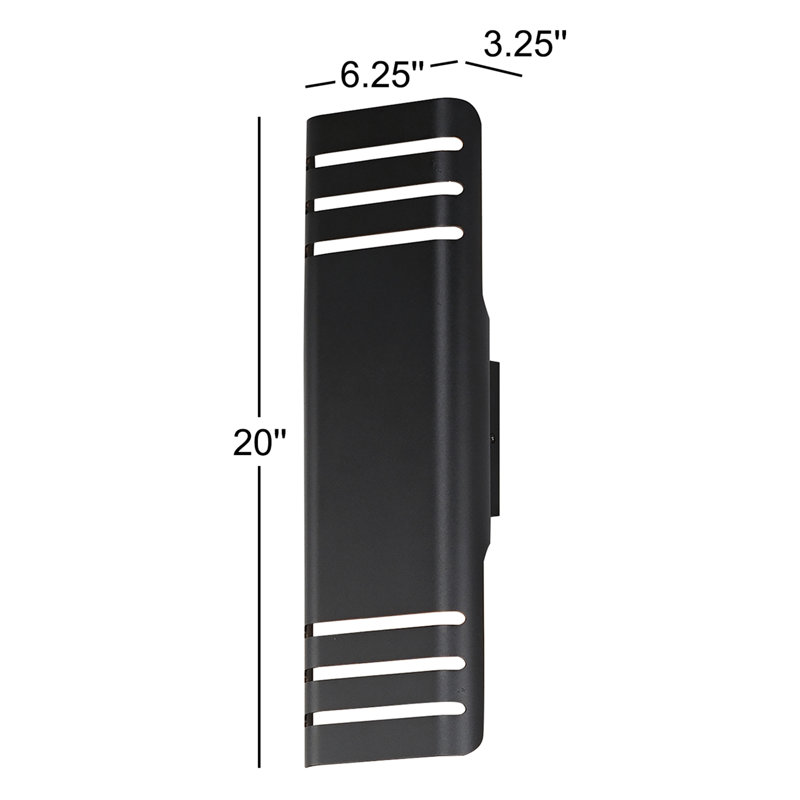 Fixation murale d'extérieur à DEL Mirha Lightray, Noir, H 20 po x l 6,25 po x P 3,25 po, 12