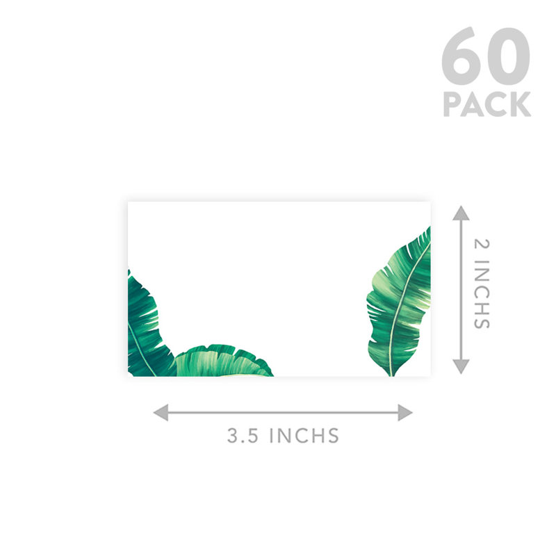 Cartes de place pour feuilles de bananier tropicales pour tables de mariage, places assises pour porte-nom, paquet de 60