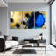 Abstrait doré avec pointes noires et grotte bleue, ensemble de 3 impressions sur toile-1839572343