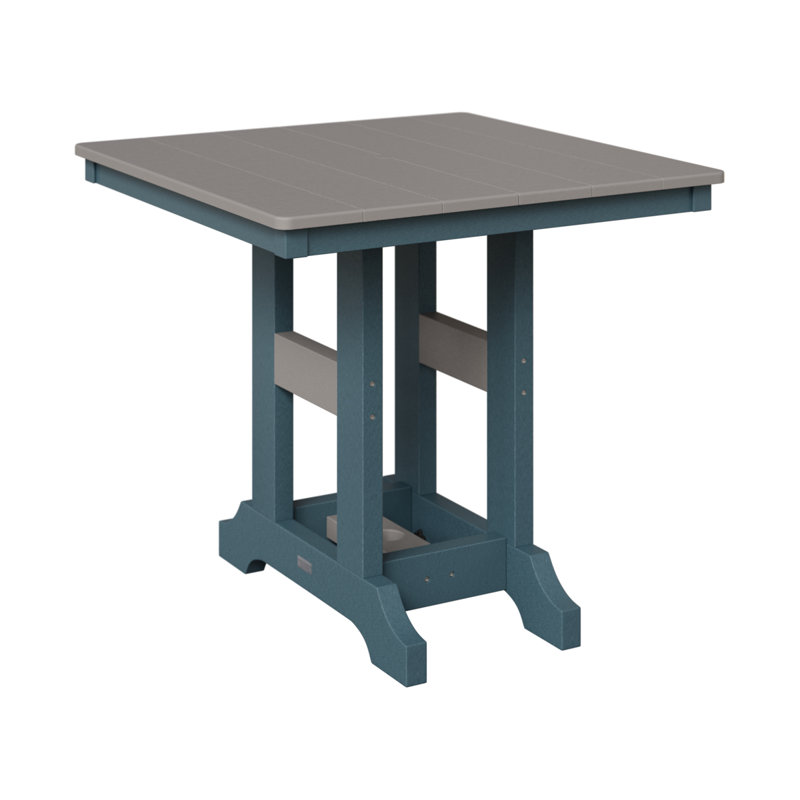 Garden Classic Outdoor Square Bar Table, Slate, Light Gray, 35.5" H x 33" W x 33" D