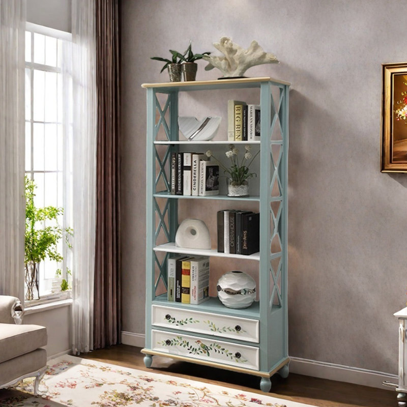 Bibliothèque classique avec rangement peinte à la main Classic, Bleu ciel