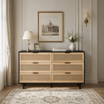 Armoire de rangement en rotin 6 tiroirs