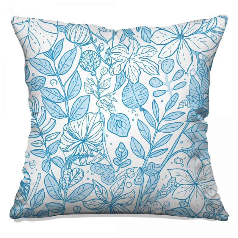 Coussins Blue Botanical Line Art, 16 po x 16 po
