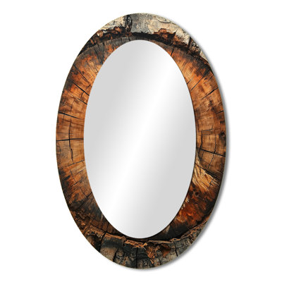 Eagle Head On A Wood Slide III - Rustic Oval Wall Mirror